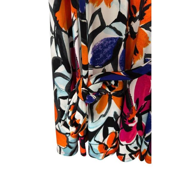 Lauren Ralph Lauren Dress Size 2 Colorful Bold Floral Print Tie Waist Jersey - Picture 6 of 12